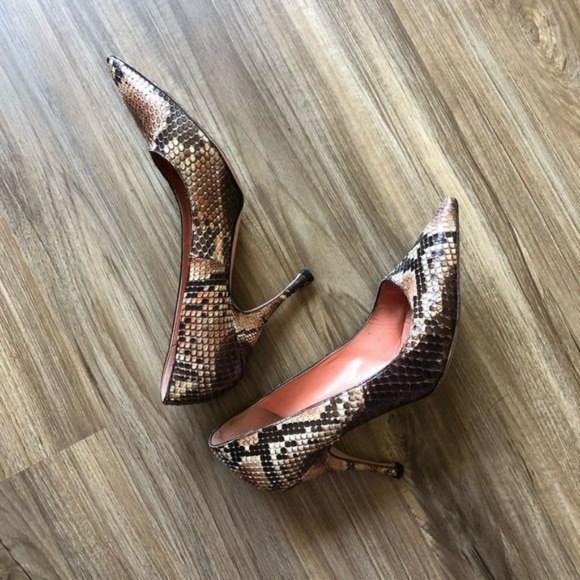 L'AUTRE CHOSE Snake Printed Leather Pumps Pointy - Picture 3 of 8